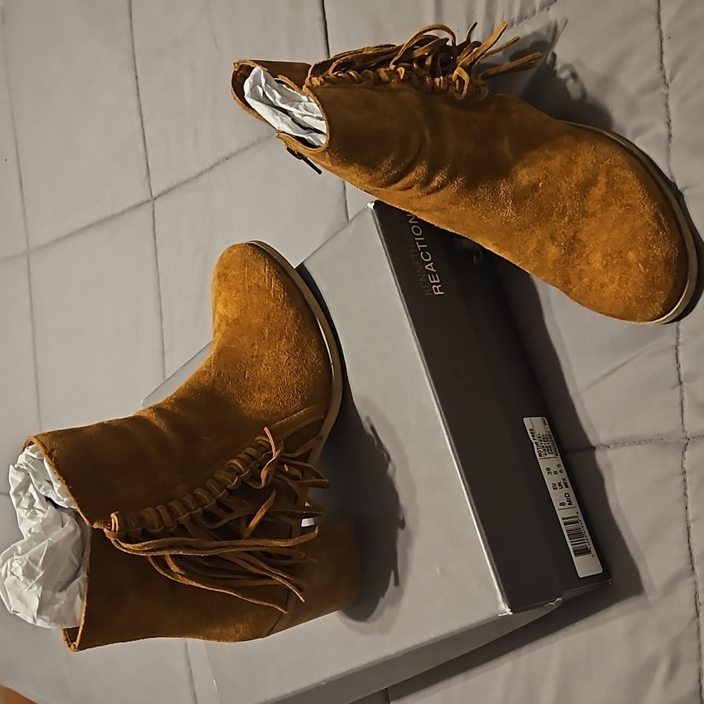 Suede fringe boots.